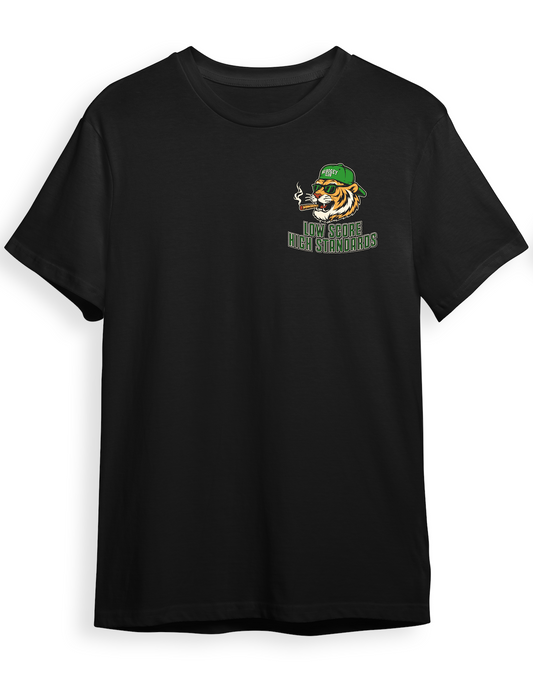 No Bogey Club “Low Score, High Standards” Tee – Black