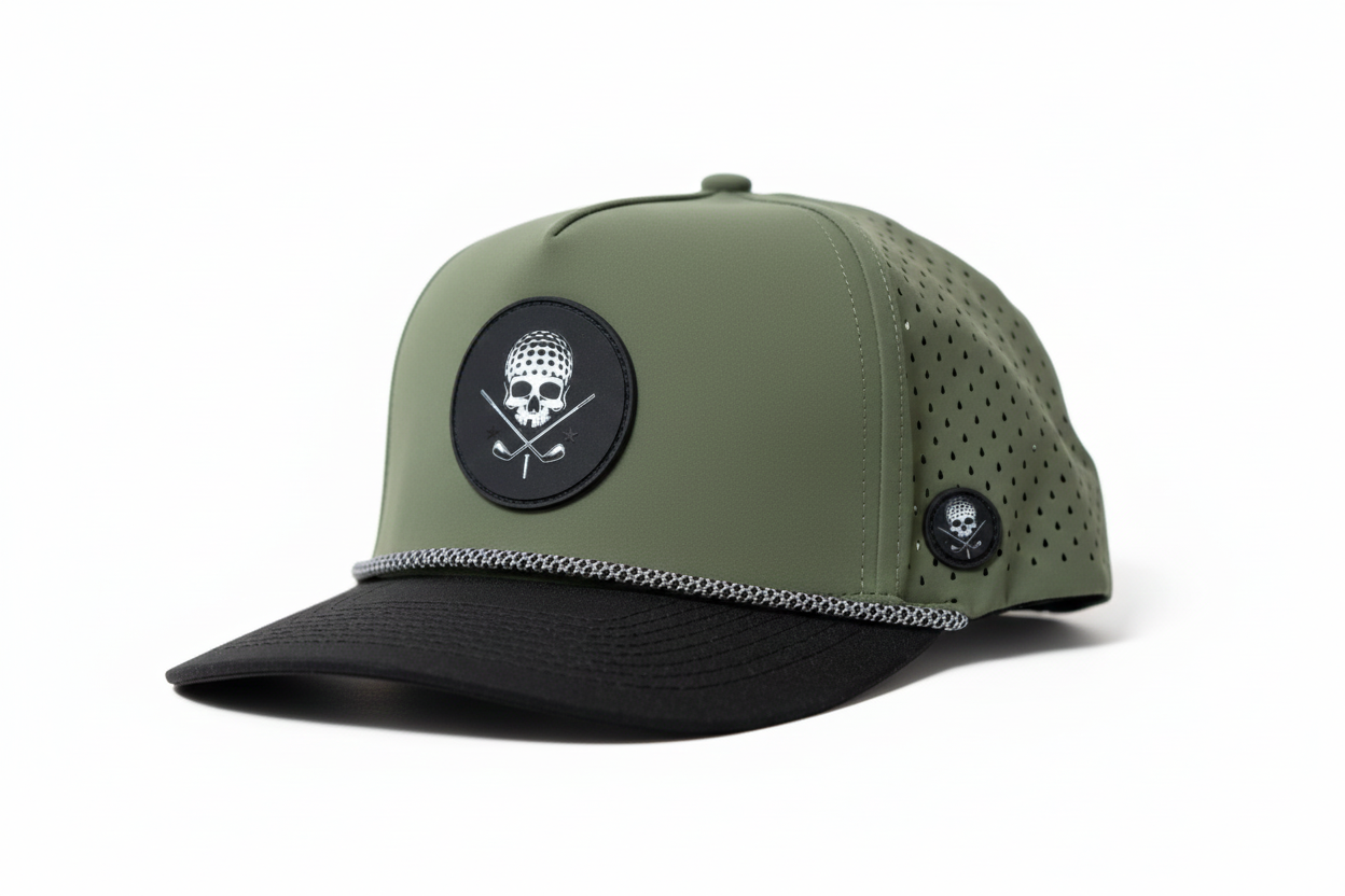 No Bogey Club Performance Golf Hat – Olive Green & Black