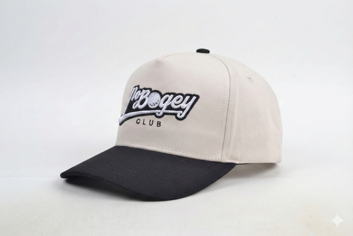 No Bogey Club Classic Cotton Golf Hat – Cream & Black
