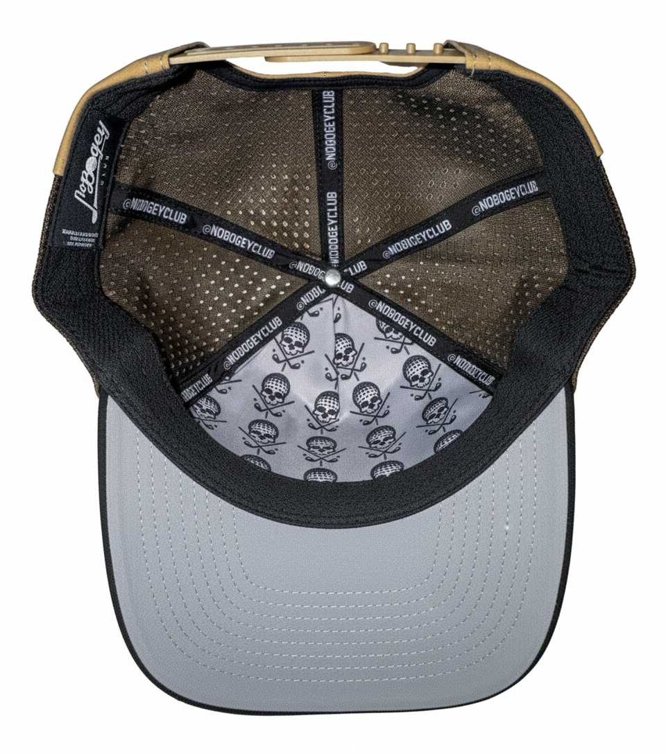 No Bogey Club Performance Golf Hat – Tan & Black