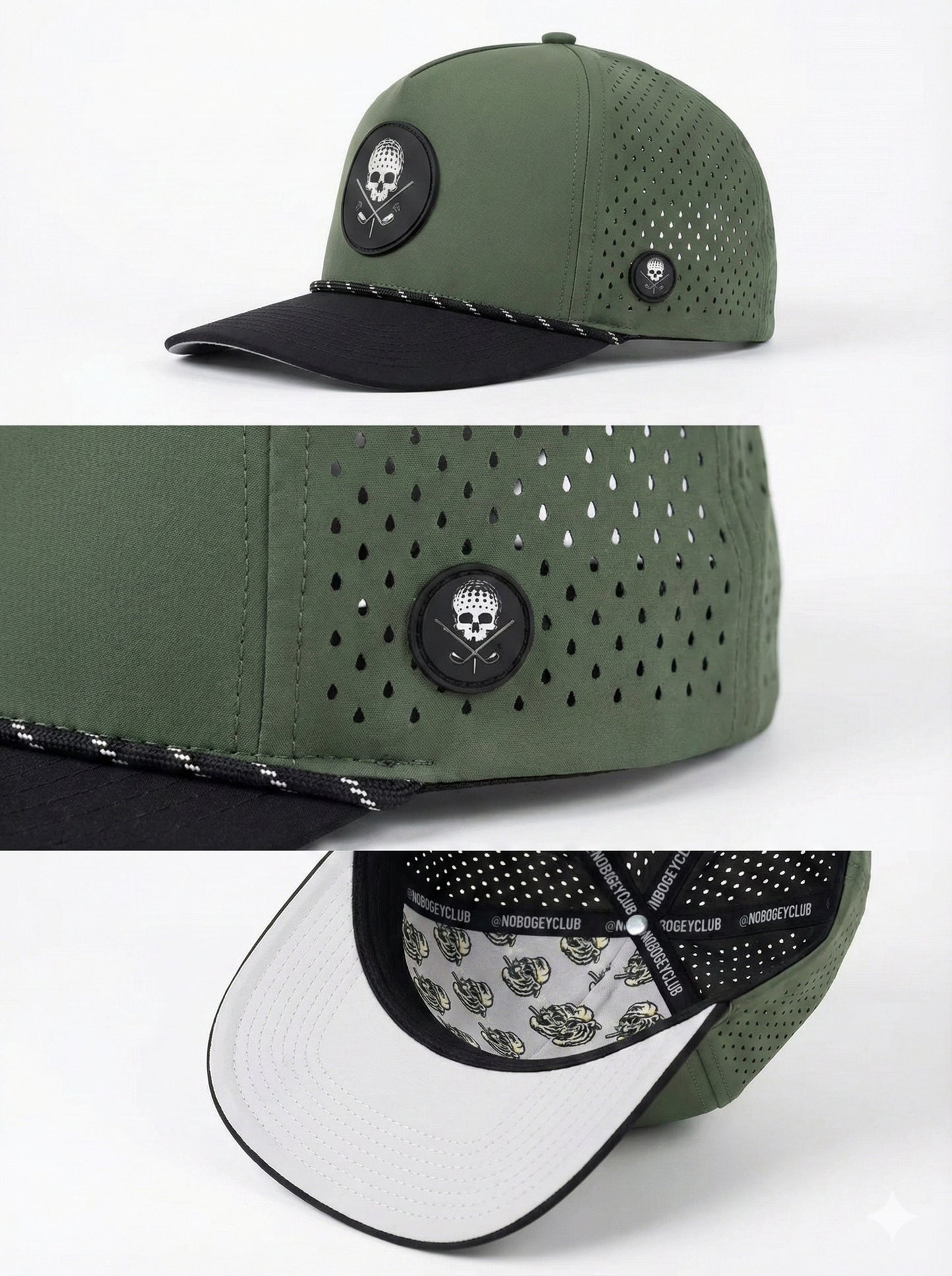 No Bogey Club Performance Golf Hat – Olive Green & Black