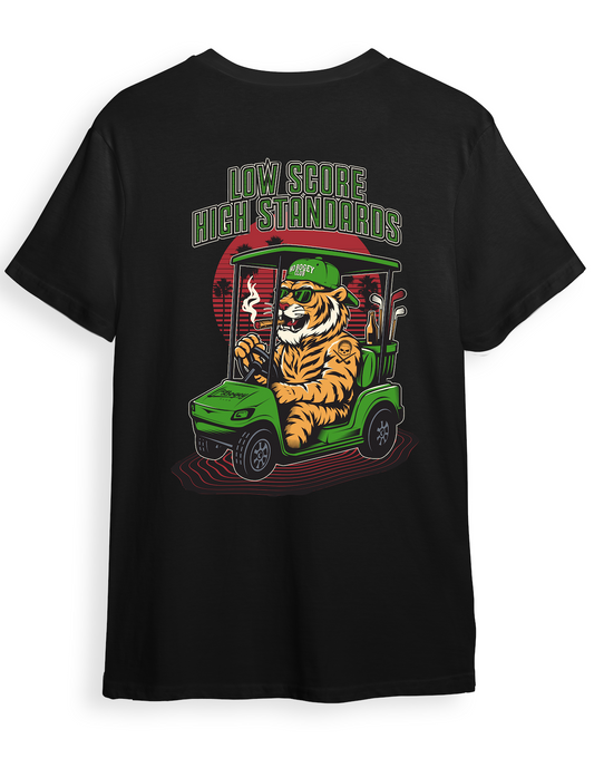 No Bogey Club “Low Score, High Standards” Tee – Black