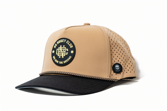 No Bogey Club Performance Golf Hat – Tan & Black